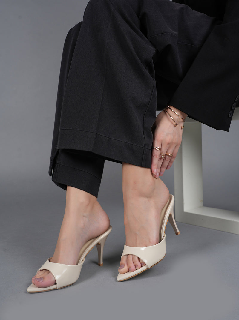 Women’s Ivory Open Toe Stiletto Heel Mules