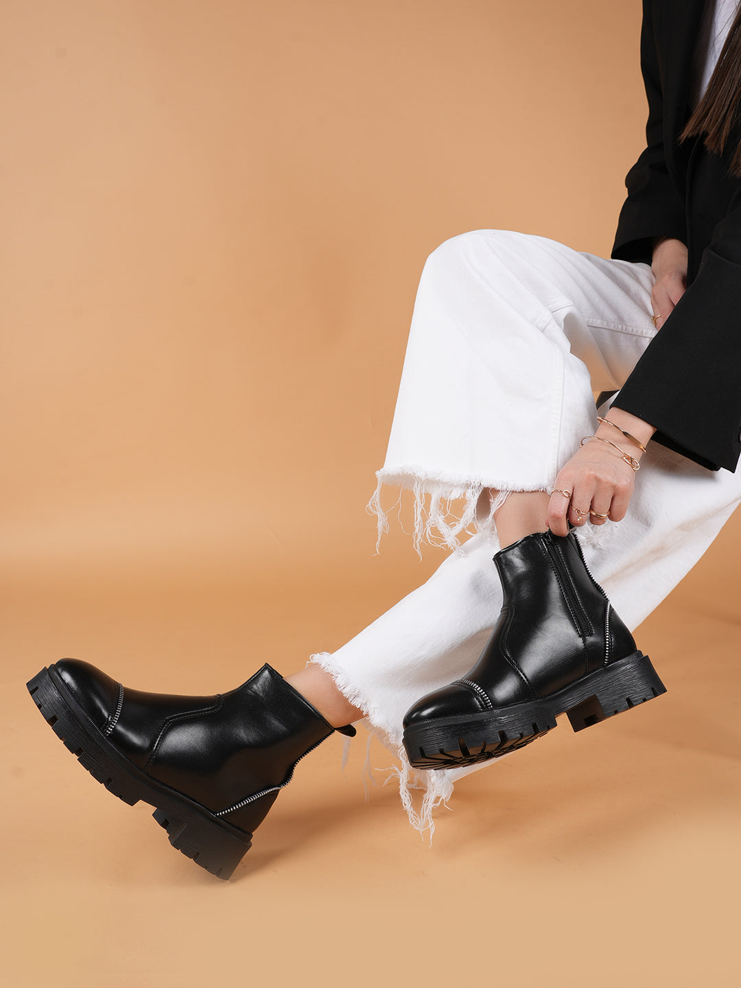 Women's Black Chunky Platform Ankle Boots
