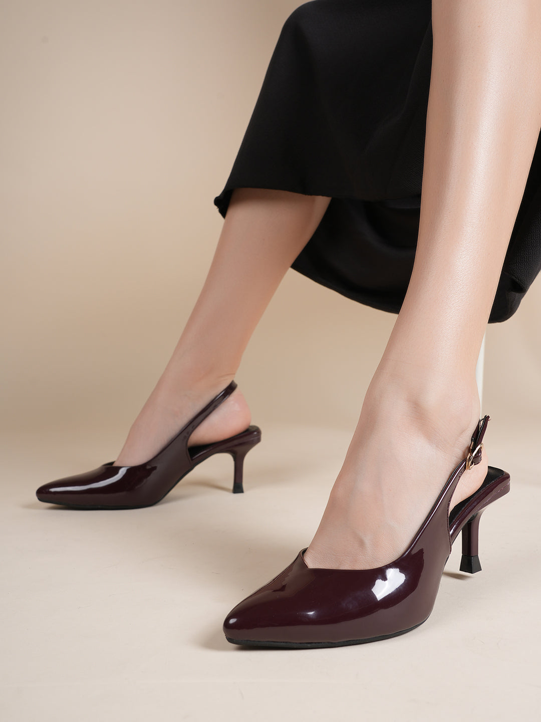 Patent Slingback Kitten Heel Pumps