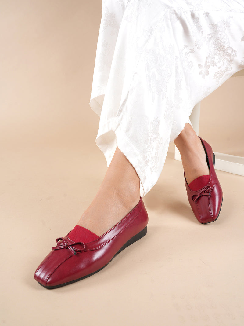 Women's Low Wedge Ballet Flats with Bow