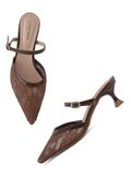 Women’s Lace Pointed Toe Block Heel Pumps