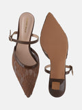 Women’s Lace Pointed Toe Block Heel Pumps