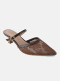 Women’s Lace Pointed Toe Block Heel Pumps