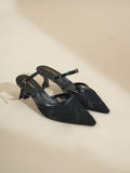 Women’s Lace Pointed Toe Block Heel Pumps