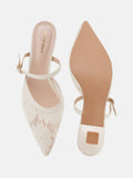 Women’s Lace Pointed Toe Block Heel Pumps
