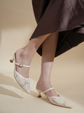 Women’s Lace Pointed Toe Block Heel Pumps