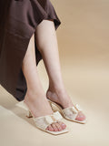 Square Toe Block Heel Embellished Mules