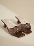 Square Toe Block Heel Embellished Mules