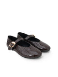 Women’s Brown Low Heel Buckle Slip-On Shoes